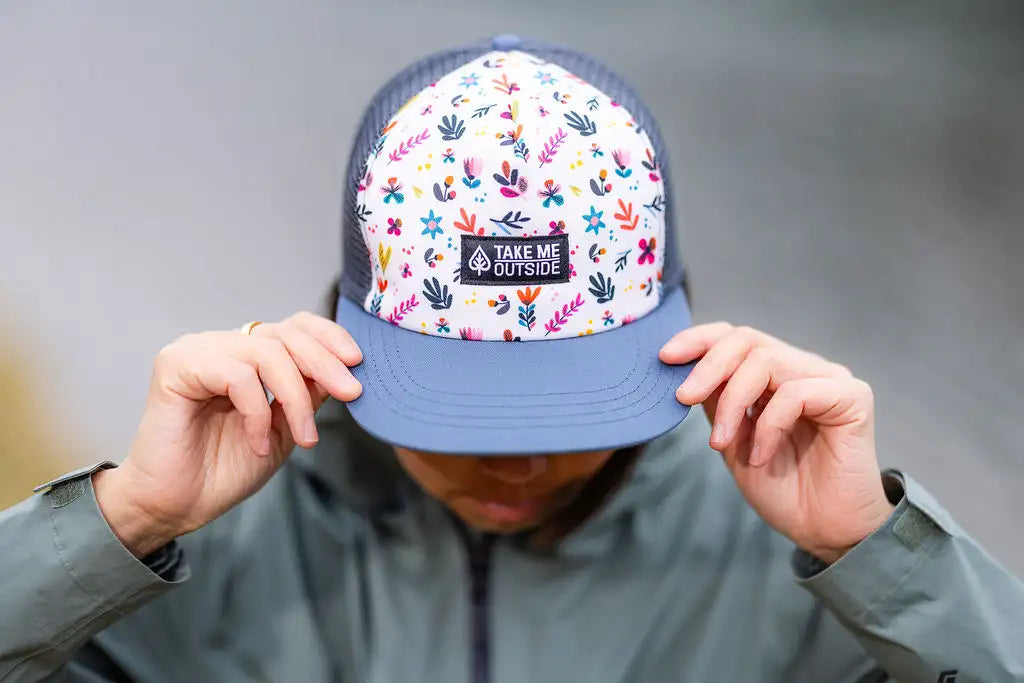 Adult Flower Power Trucker Hat - Blue