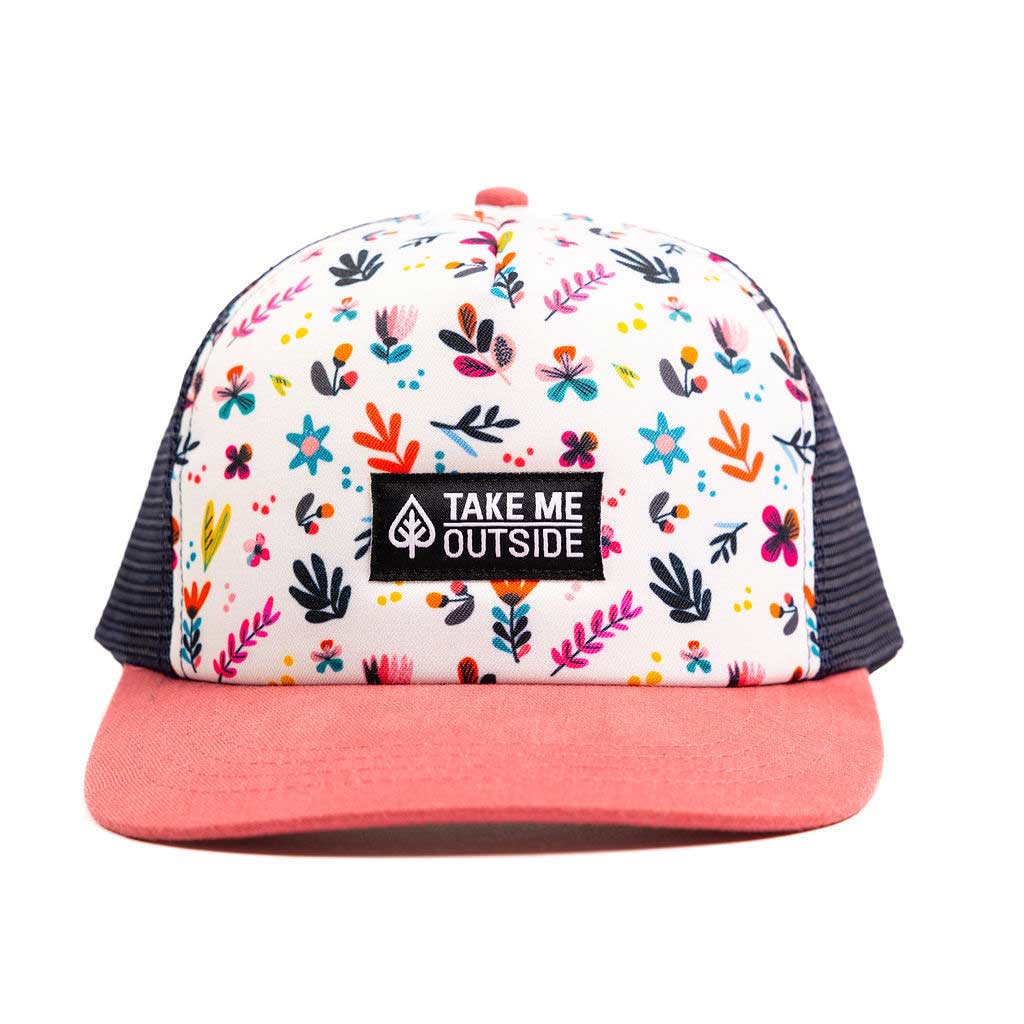 Adult Flower Power Trucker Hat - Pink
